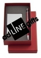 Подарочный набор Join: футляр для визиток и шариковая ручка, красный