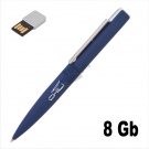 Ручка шариковая "Callisto" с флеш-картой на 8GB, темно-синий, покрытие soft touch
