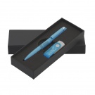 Набор ручка + флеш-карта 16 Гб в футляре, голубой, покрытие soft touch