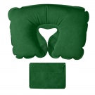 Подушка надувная дорожная в футляре; зеленый; 43,5х27,5 см; твил; шелкография
