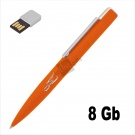 Ручка шариковая "Callisto" с флеш-картой на 8GB, оранжевый, покрытие soft touch
