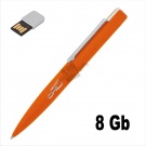 Ручка шариковая "Callisto" с флеш-картой на 8GB, оранжевый, покрытие soft touch