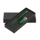 Набор ручка + флеш-карта 16 Гб в футляре, темно-зеленый, покрытие soft touch