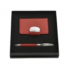 Набор подарочный "Встреча": визитница, ручка, красный
