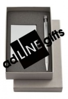 Подарочный набор Join: футляр для визиток и шариковая ручка, серебристый