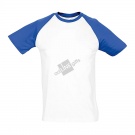 Футболка "Funky", белый с ярко-синим_2XL, 100% х/б, 150 г/м2