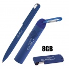 Набор ручка + флеш-карта 8Гб + зарядное устройство 2800 mAh в футляре, темно-синий, soft touch