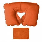 Подушка надувная дорожная в футляре; оранжевый; 43,5х27,5 см; твил; шелкография