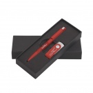 Набор ручка + флеш-карта 16 Гб в футляре, красный, покрытие soft touch