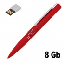 Ручка шариковая "Callisto" с флеш-картой на 8GB, красный, покрытие soft touch