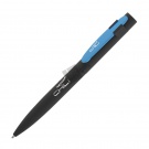 Ручка шариковая "Lip", черный/голубой, покрытие soft touch