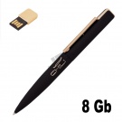 Ручка шариковая "Callisto" с флеш-картой на 8GB, черный/золото,покрытие soft touch