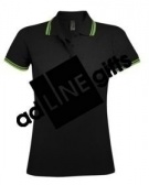 Рубашка поло женская PASADENA WOMEN 200 с контрастной отделкой, черный/зеленый